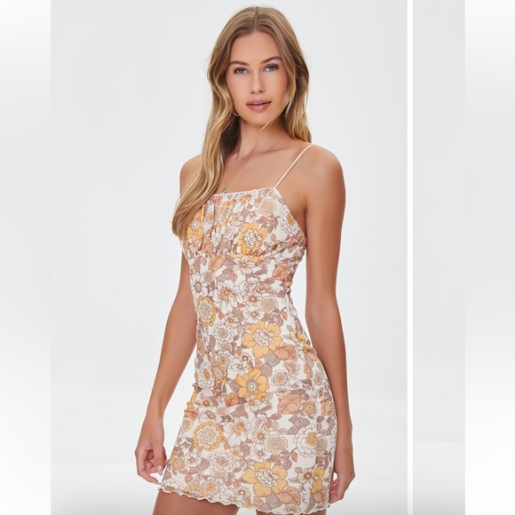 Forever 21 Floral Print Bodycon Mini Dress Size M - Picture 1 of 4